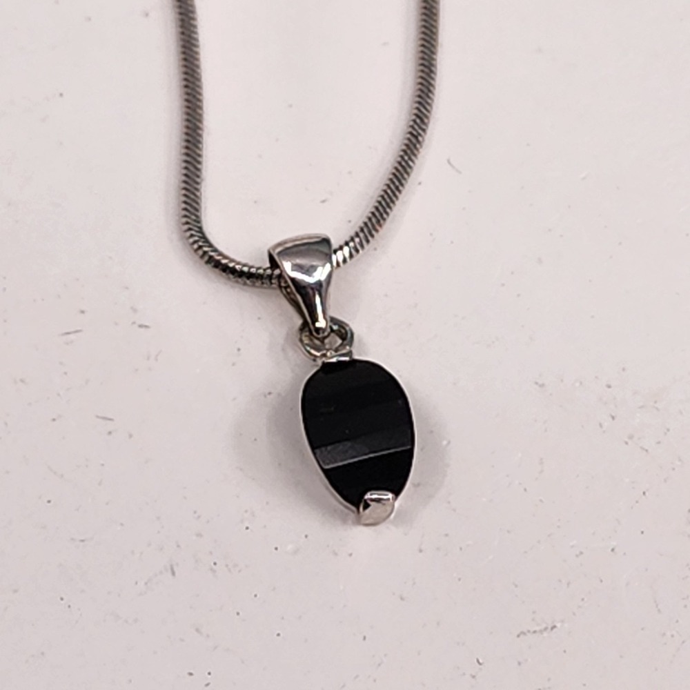 18K Gold Plated Black Onyx Oval Pendant Snake Chain Necklace Minimalist Jewelry